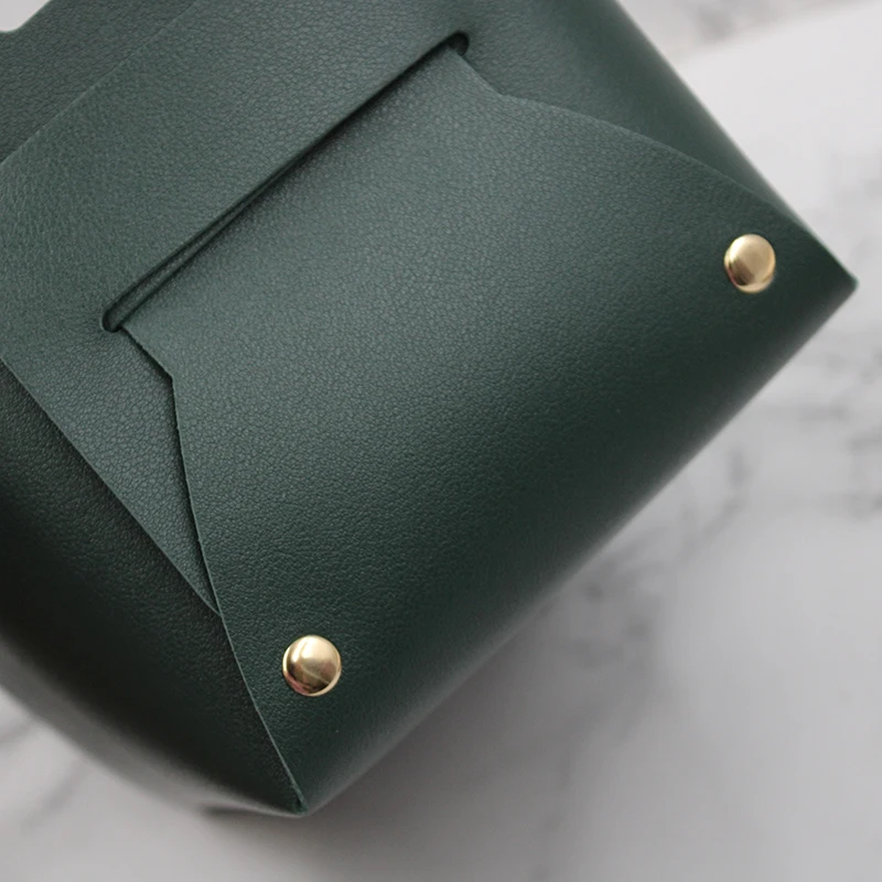 Wholesale New Design PU Leather Home Organizer Foldable Desktop Basket Cosmetics Bag with Handle Decoration
