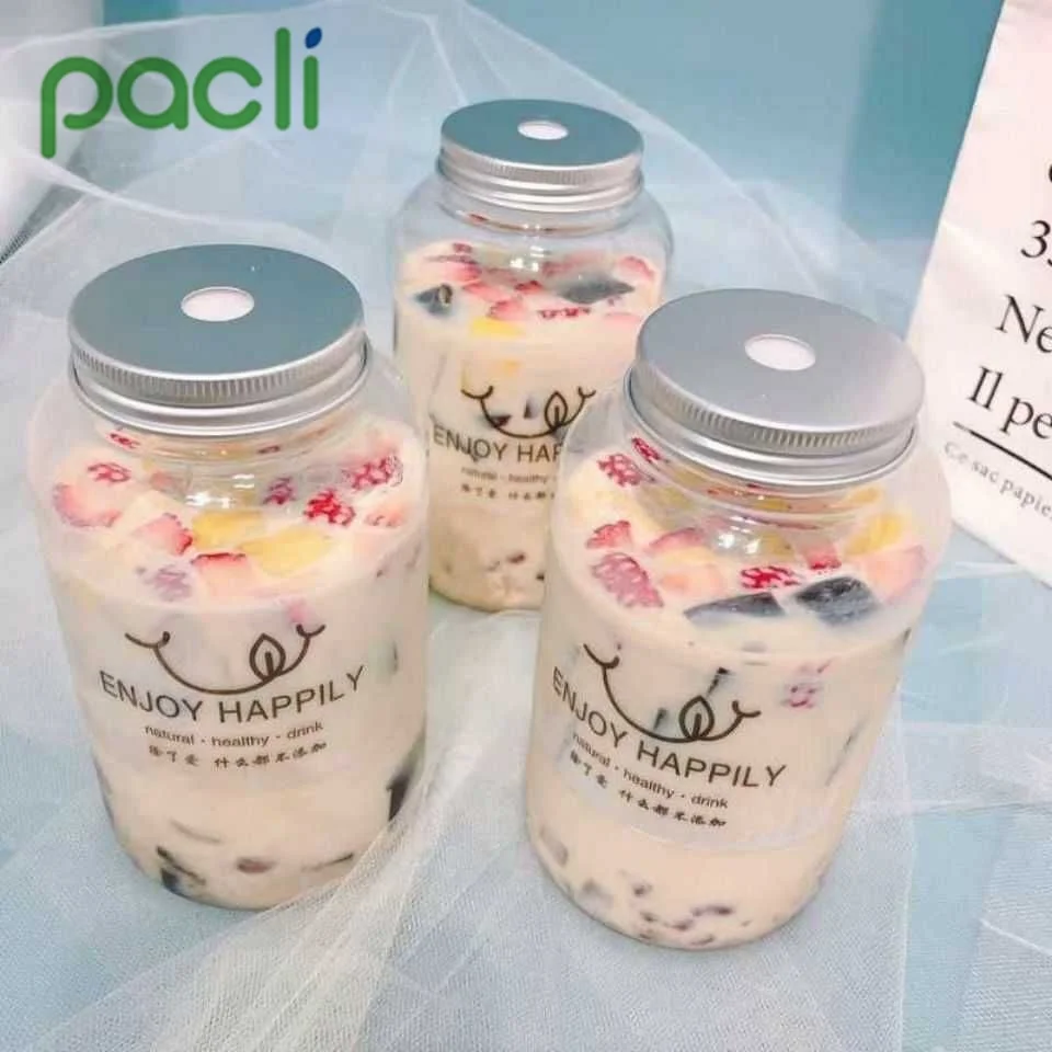 Wholesale Bottle Milk Tea Bottles Fruit Juice Milk Tea Pet Plastic Taiwan Takeaway Milk Tea 500ML Food Screen Printing Screw Cap