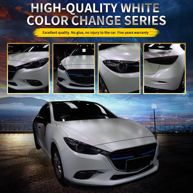 SCHANLEY body stickers Easy Apply Air Bubble Free Removable Glossy Pearl Vinyl White Chameleon Purple