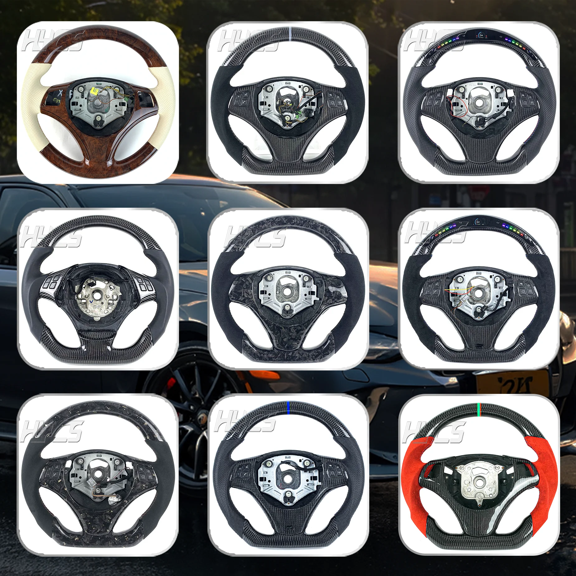 Custom Car Accessories Red Carbon Fiber Steering Wheel Suitable for BMW Old 3 Series 320 325 335 M3 E90 E92 E93