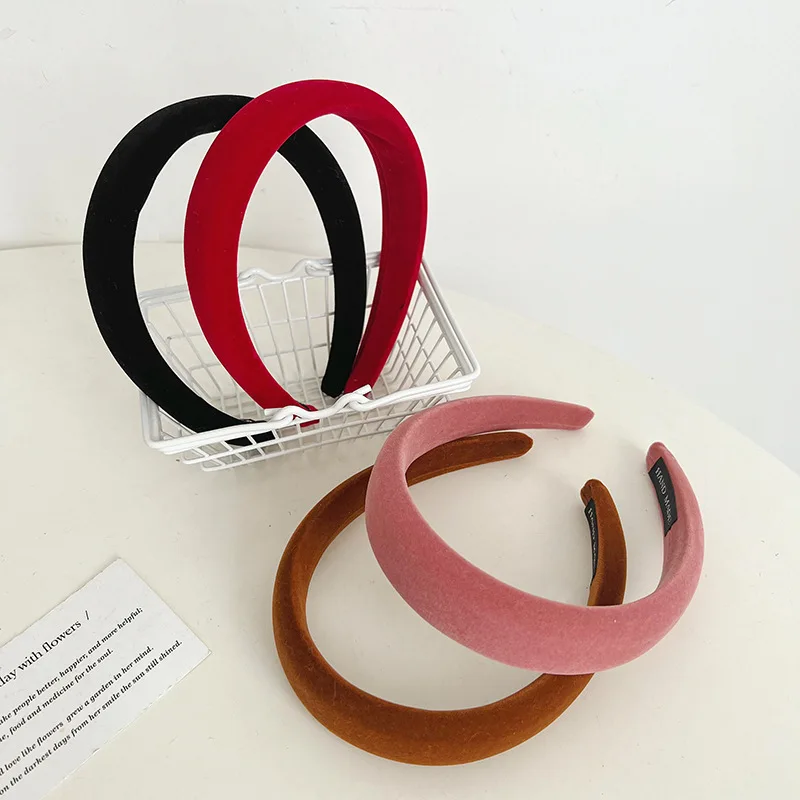 Autumn And Winter Style Velvet Headbands Simple Pure Color Sponge Headbands For Women