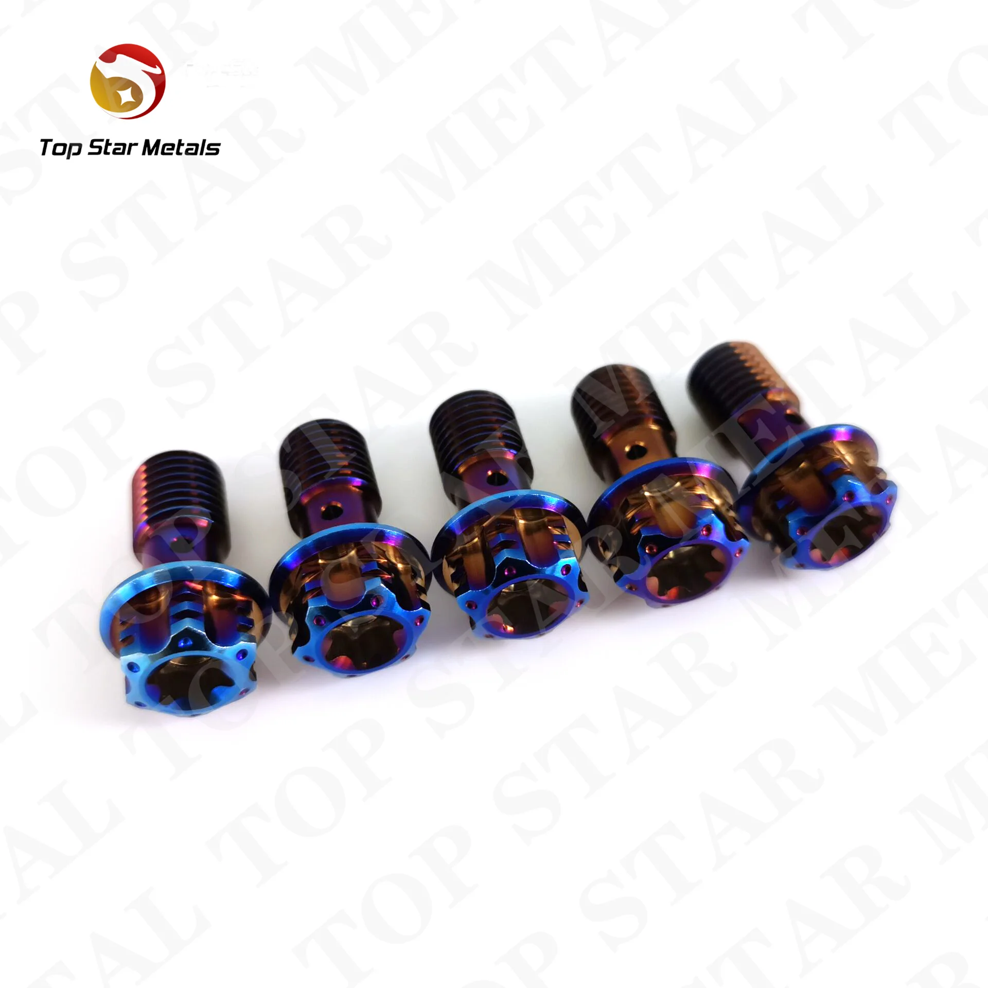 TITST Titanium Bolt M10 1.0/1.25mm Pitch torx Flange Head Banjo Screws for Motorcycle Brake Line Single Hole