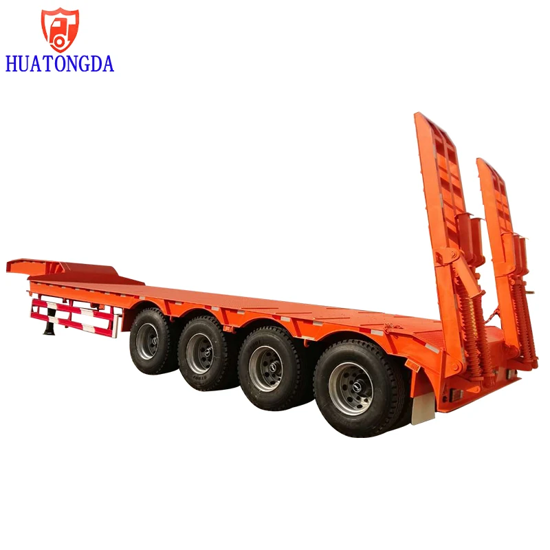 heavy duty equipment trailer low price china low bed truck tri-axle detachable low bed semi trailer