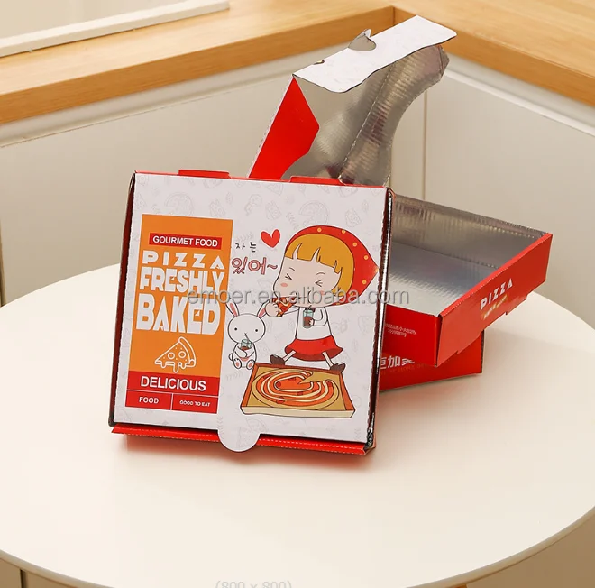 heat proof Pizza paper Boxes with aluminum foil layer