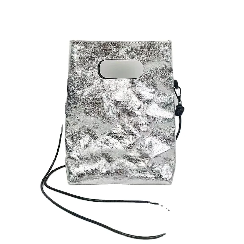 Silver shinning Carrier tyvek paper special tyvek custom shopping dupont paper tote bag with shoulder handle strap