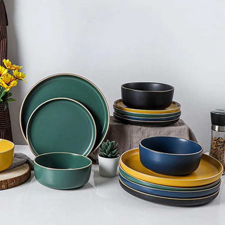 Hot Selling Ceramic Tableware Sets Western Stoneware Dinnerware Sets Porcelain Dinner Sets Supermarket Dishes & Plates
