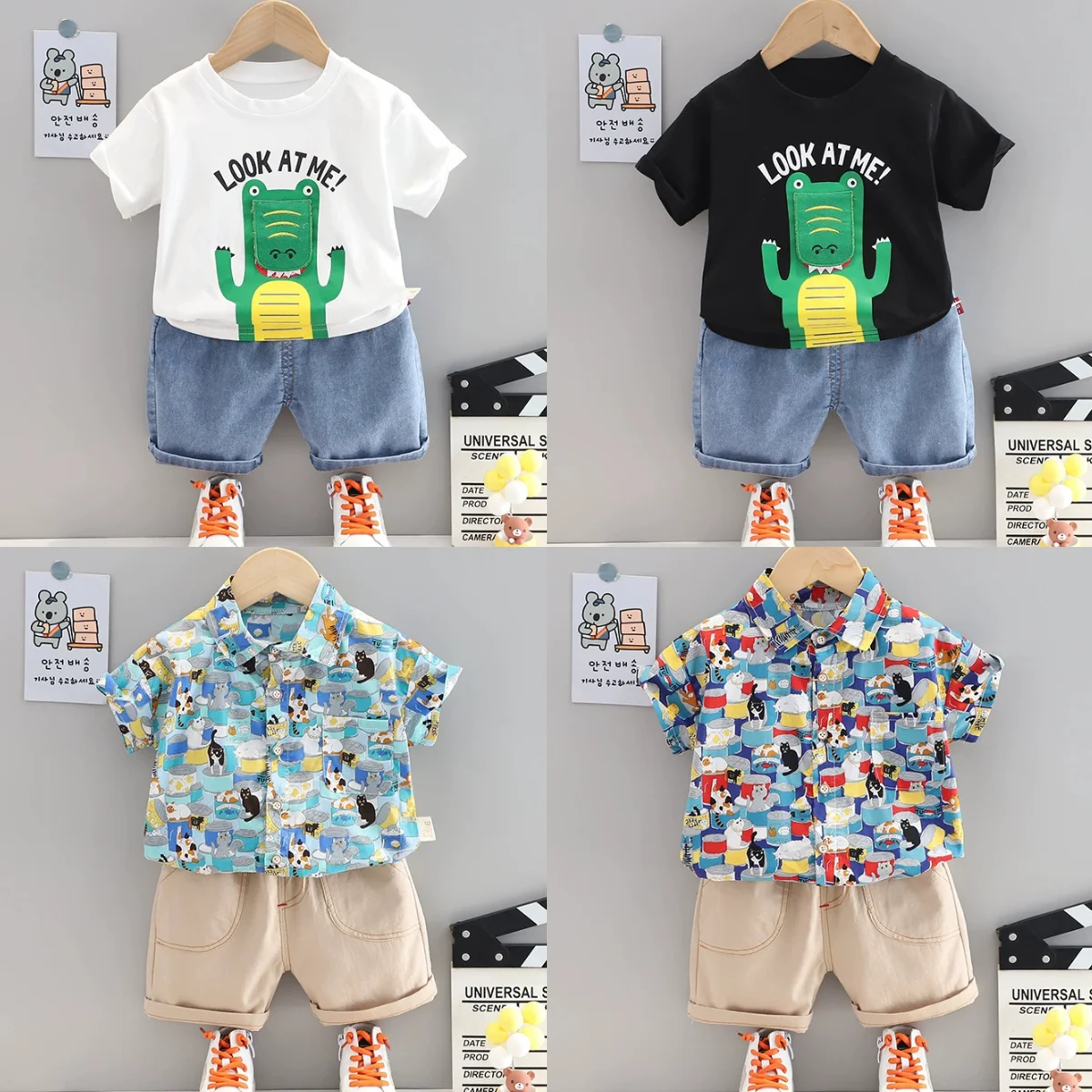 Оптовая продажа детская одежда костюмы повседневная для мальчиков футболка с принтом шорты хлопковые детские