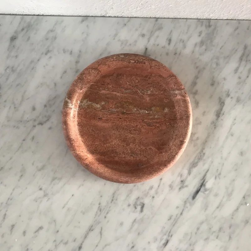 Wholesales Red travertine tray and natural stone round tray