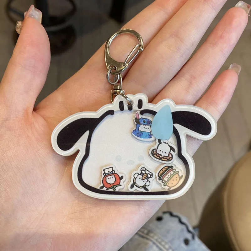 Cheap custom acrylic key chain cartoon design clear plastic sublimate print shaker keychain custom acrylic keychain