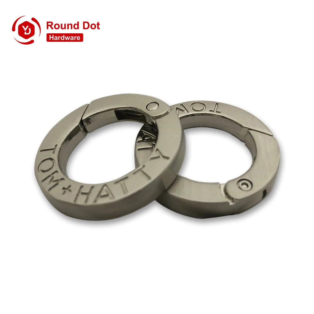 Customized Metal O Rings Logo Engraved Round Spring Circle Multiple Color Options Open Gate Clasps Wholesale