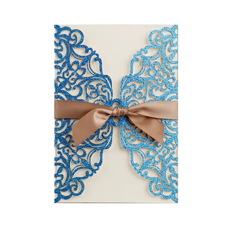 Пригласительная открытка с лазерной резкой темно-синего цвета, поздравительная открытка для вечеринки