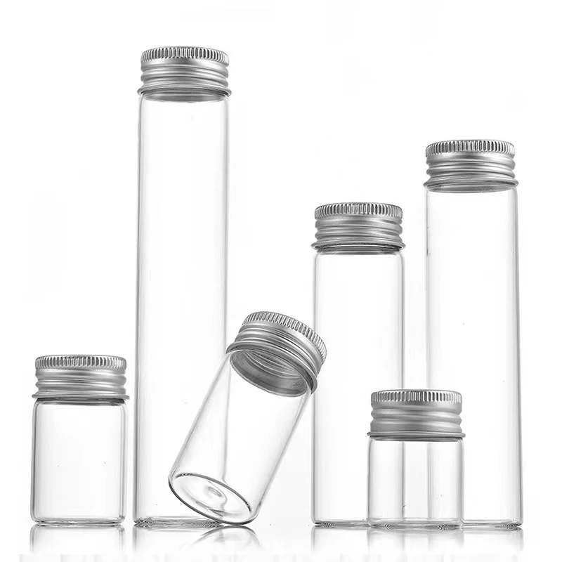 30mm Clear Borosilicate Glass Tube Pipe Storage Vial Bottle with Aluminium Screw Cap