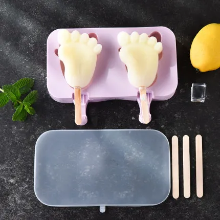 New Product DIY Food Grade BPA Free Ice Mold Tools Cartoon Maker Tray With Lid Silicone Popsicle Ice Cream Mold For Kids