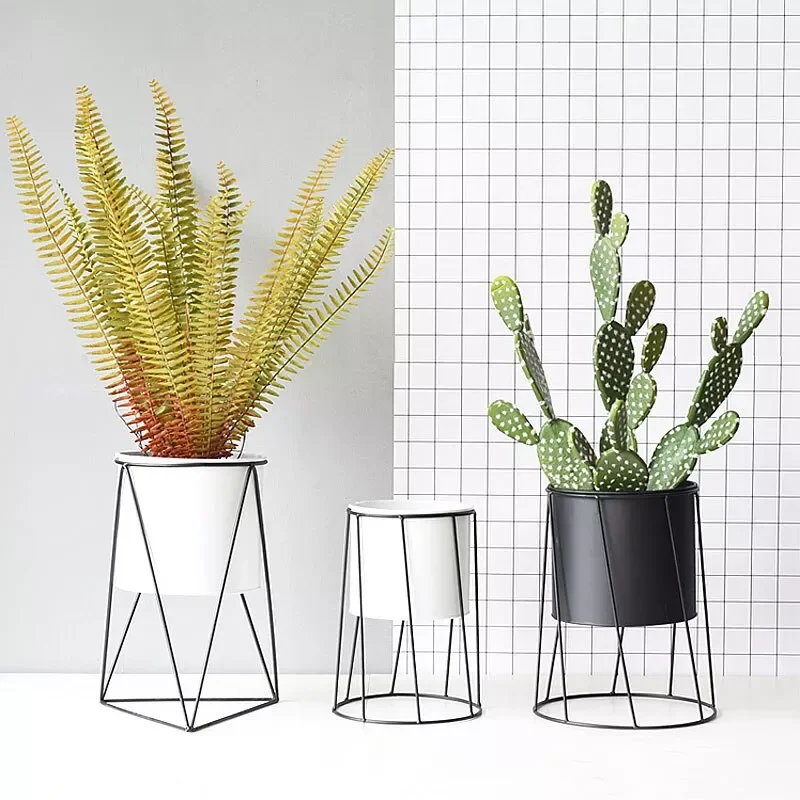 Modern Plant Stand Decorative Iron Metal Flower Rack Metal Floor Air Plant Stand Garden Pots & Planters