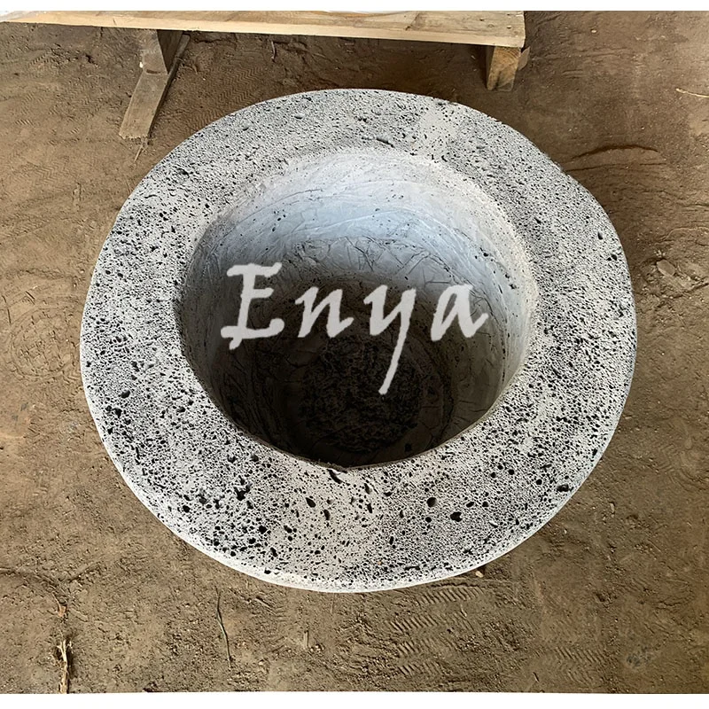 Classic Gray Stone-like Concrete Reinforced Large Fake Stone Vase Bowl Flower Pots Antique Garden Stone for Outdoor Garden Decor