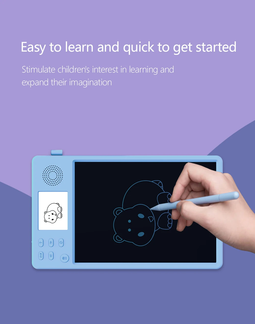 Kids Model LCD Paperless 10.5 Inch Bule White Customizable Electronic Writing Drawing pad Tablet Pad Handwriting Board