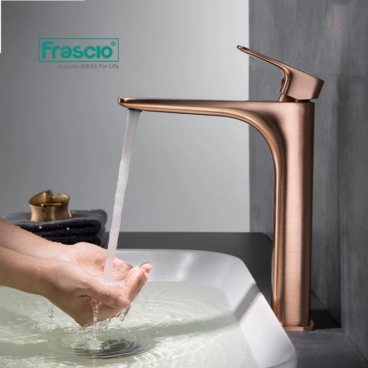 Frascio Brass  Faucet Basin Rose Golden Color Electroplated For Washroom Tall Basin Mixers and Bathroom Tap Basin faucet