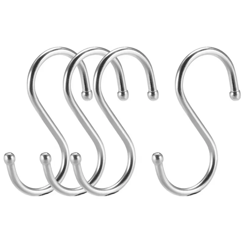 Silver metal hook Round S-hook,Stainless steel S-hook multi-purpose cross bar S-type S-hook