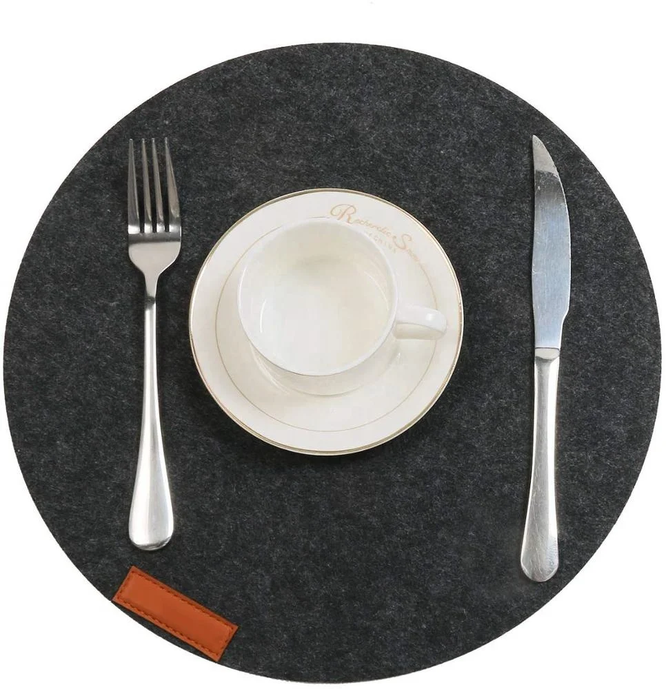 6 Pack Heat Insulation Table Mat 33cm Round Felt Placemat