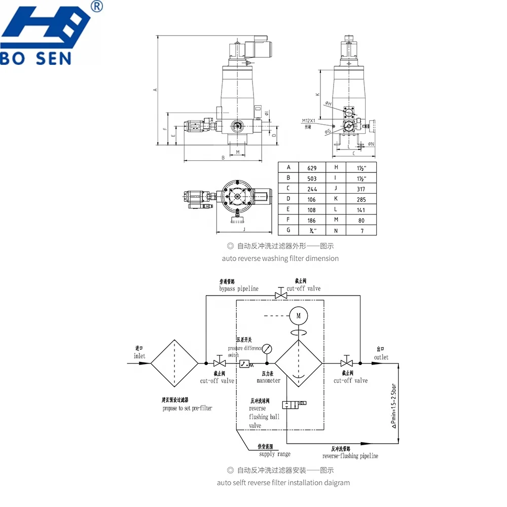 For main axte internal cooling filter unit auto reverse washing filter or automatic self cleaning filter