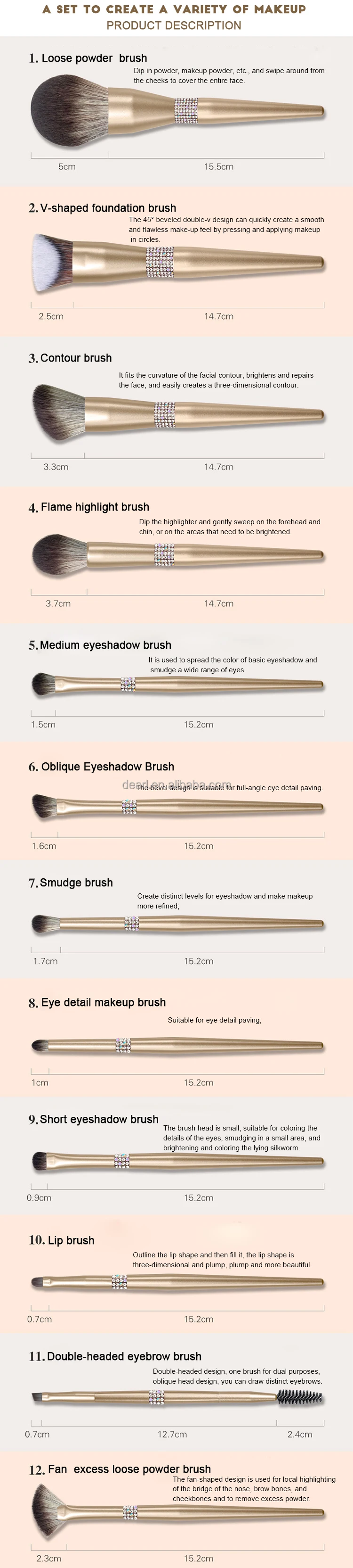 bling makeup brush set