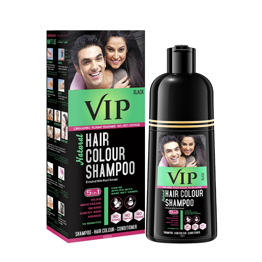 OEM Wholesale Professional Organic 5 minute Herbal Hair Coloring Shampoo 3 In 1 Black Hair Dye Shampoo