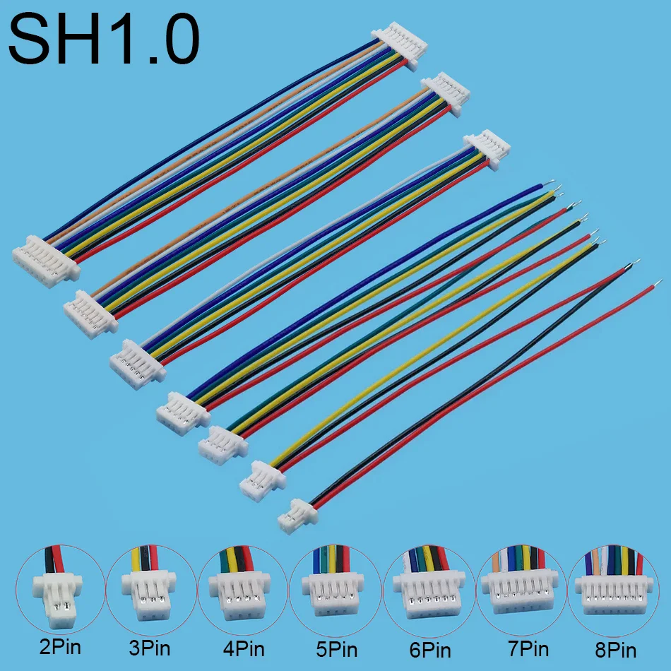 SH 1.0 JST 1.0mm Female to Female Plug Terminal Cable Wire Connector Electronic Line Single Double Head 28AWG 100mm