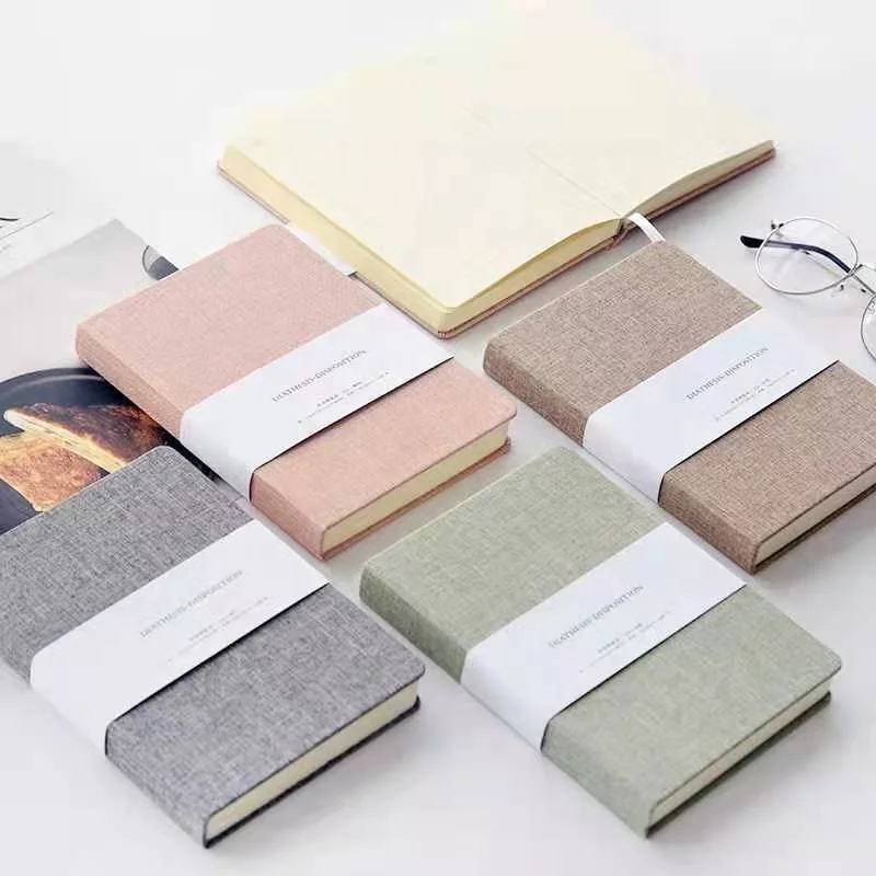 Morden Style Linen Hard Cover Notebook Half Blank and Grid 80GSM Journal Planner for Office School Supplies