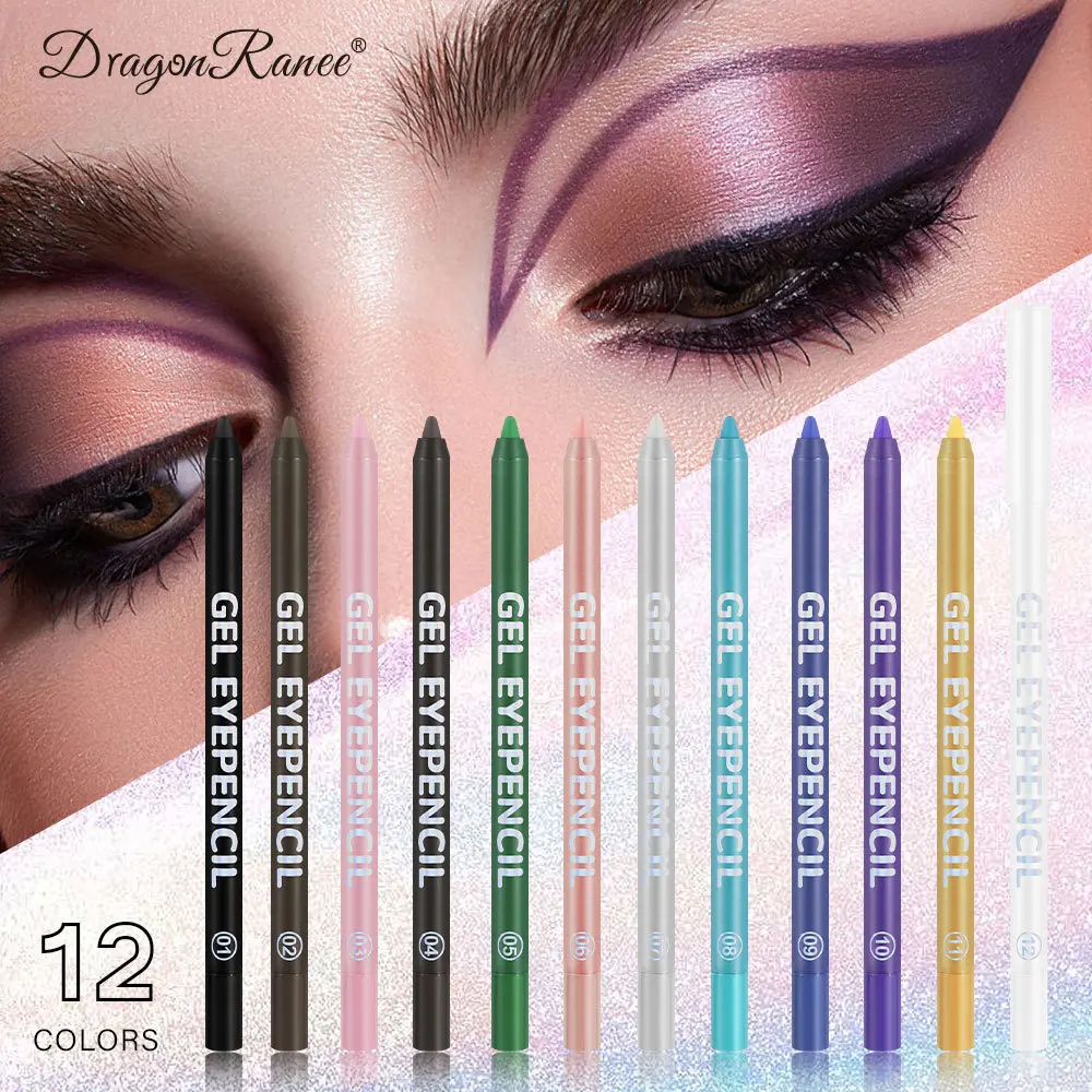 dragon ranee 12 color Sweatproof Eyeliner Pencil Eye Shadow Pencil lasting Eye Liner Pencil Pigment Waterproof Eye Makeup Tools