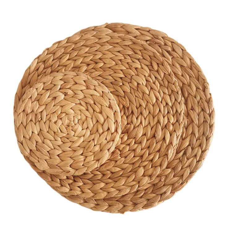 Factory Price Natural Round Water Hyacinth Woven Placemats Rattan Placemats