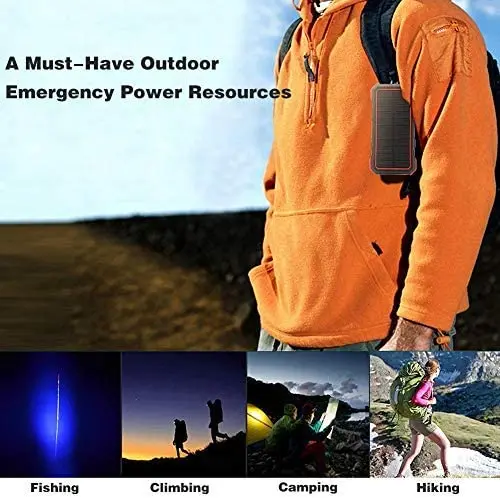 25000mAh PD QC18W Solar Power Bank Portable Charger 7.5W/10W Qi Wireless Charger 4 Output 2 Input Huge Capacity with Flashlight