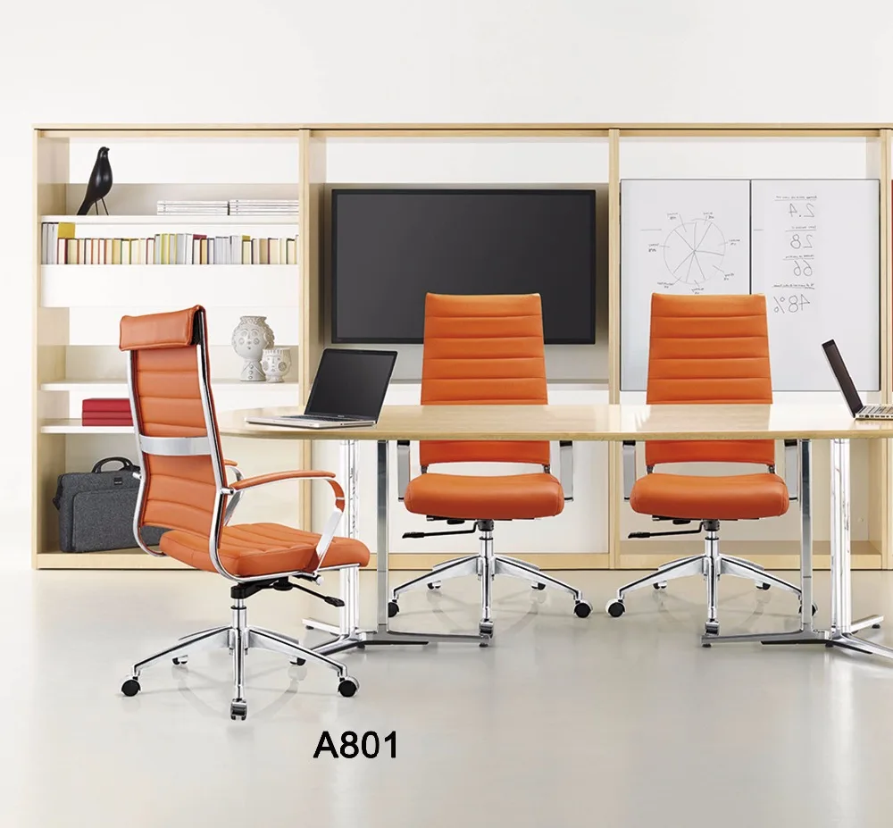 
ergonomic white PU leather computer manager work desk office chair 