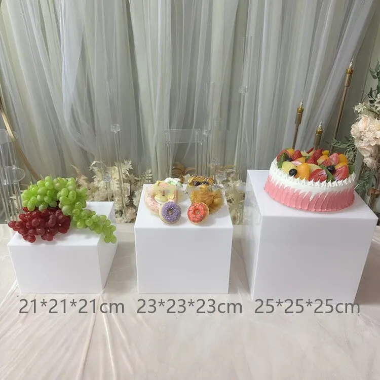 Acrylic White Box Food Display Stand Buffet Stand Acrylic Food Display Risers Cubes Decorations For Events Party Supplies
