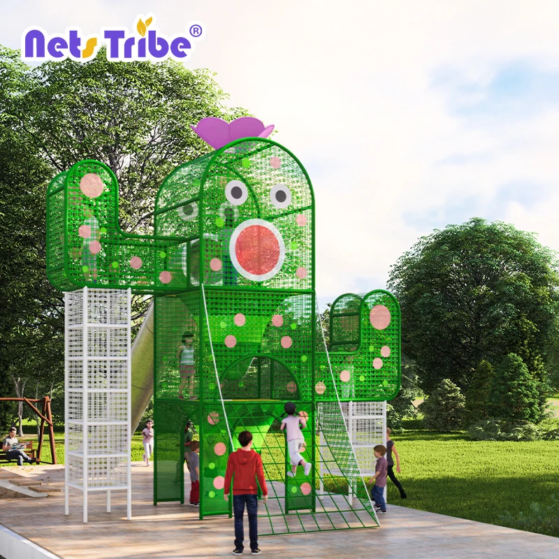 CE ASTM Factory new design outdoor games kids rope climbing net  with slide for outdoor playground