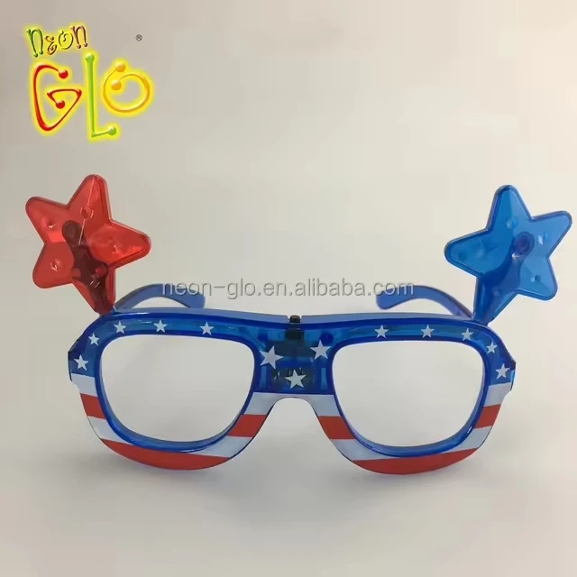 Independence Day Flashing Light up Glasses American Flag Sunglasses Frame with LED 4th of July Patriotic USA Sunglasses