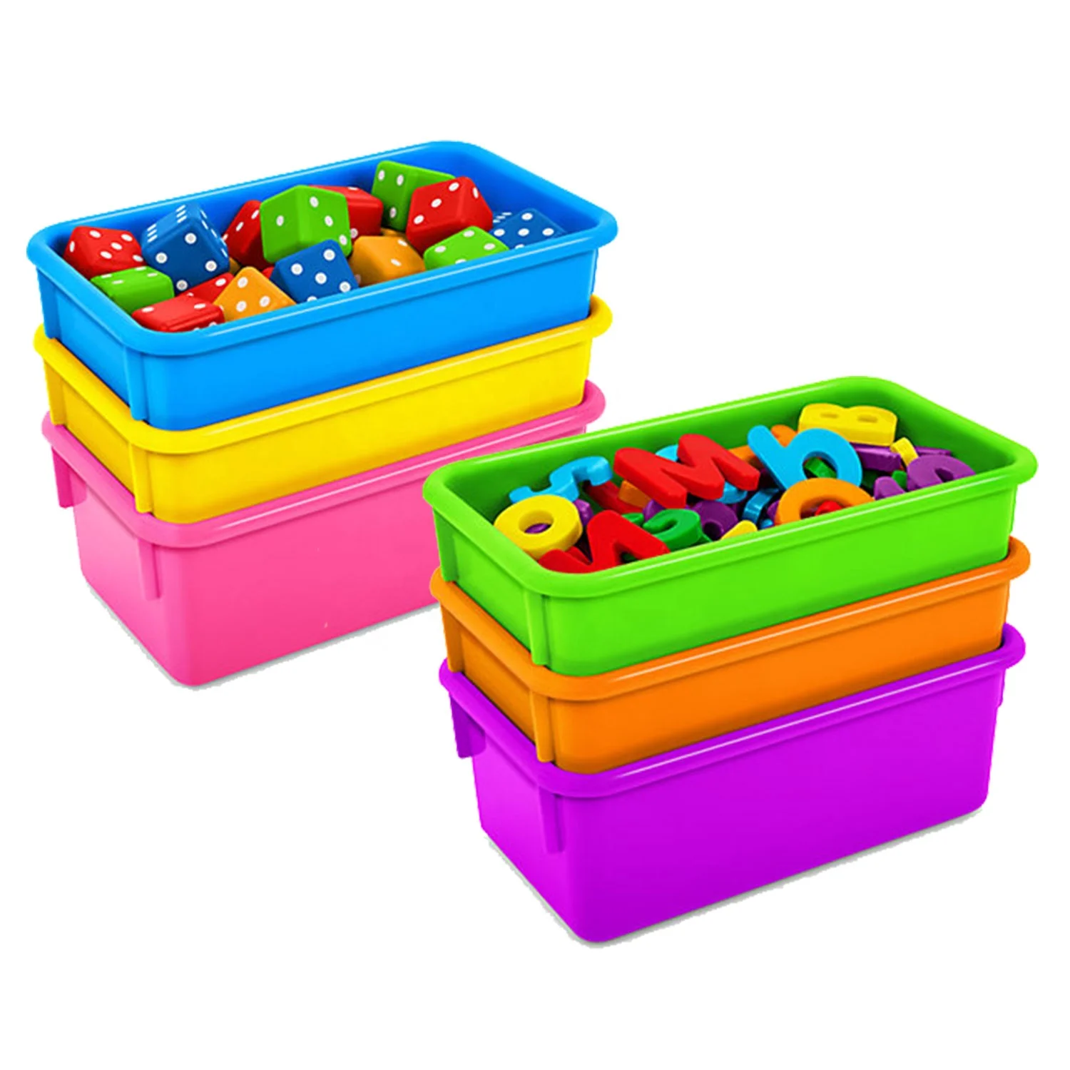 
New Arrival Plastic Storage Container Fits Stackable Classroom Cubby Bin Hot Sale Neon Heavy Duty Storage Box 