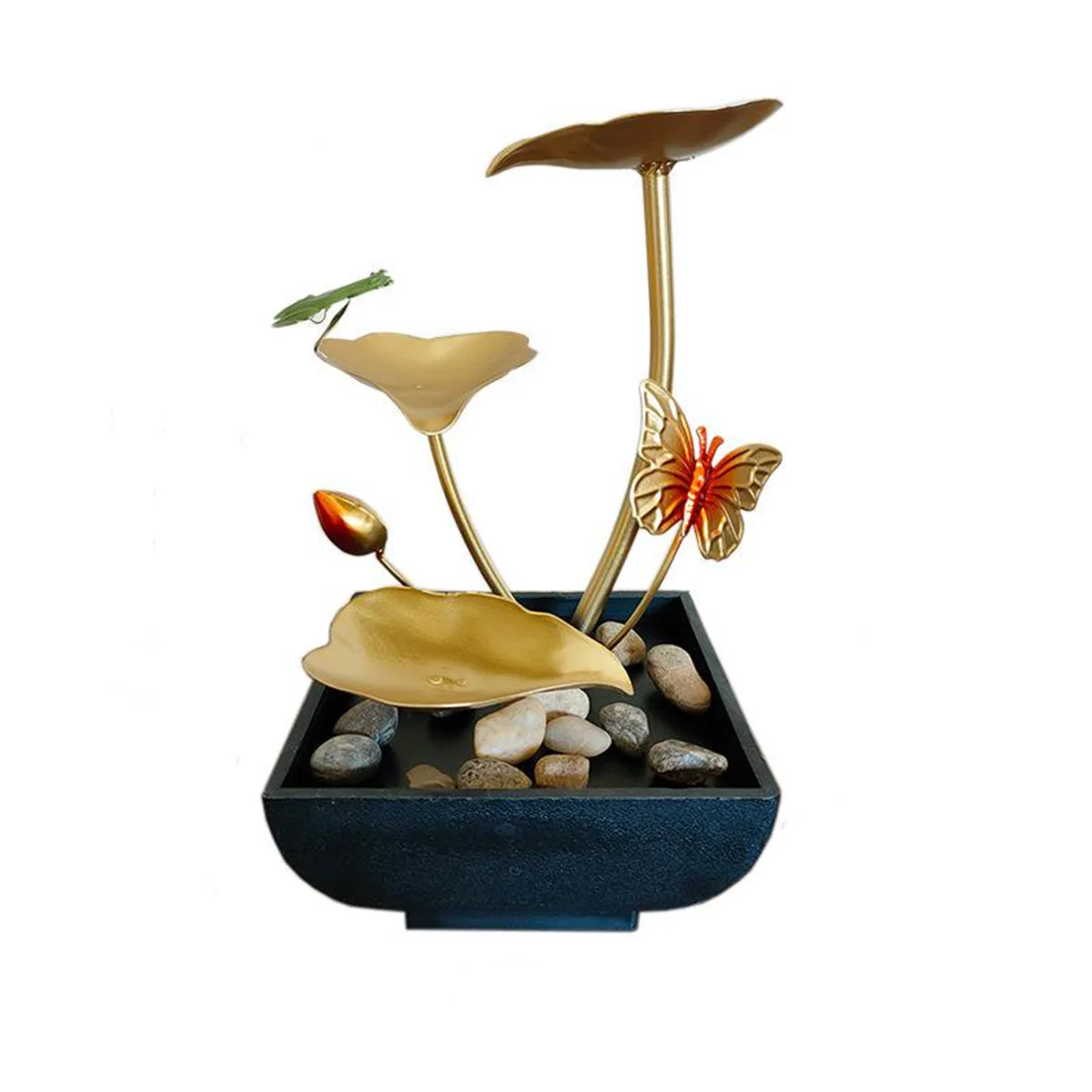 3-Tier Small Iron Butterfly Desktop Mini Feng Shui Indoor Tabletop Water Fountain for Home Decor Office for Garden Use