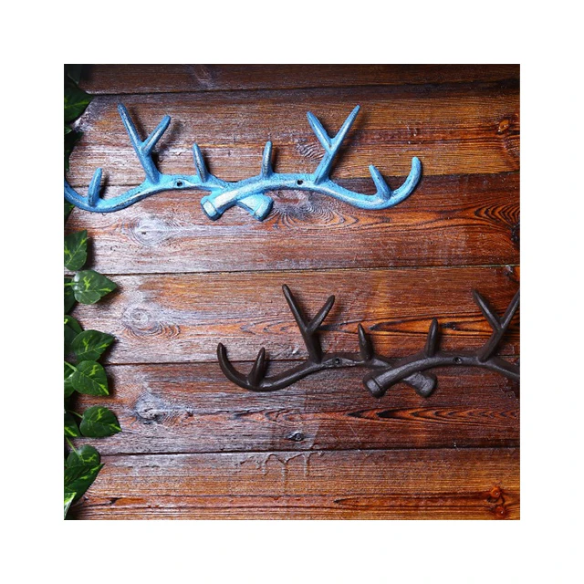 American retro antler decoration wall hanging coat rack creative clothing store wall decoration wall cast iron hook