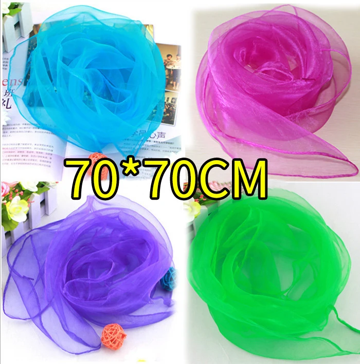 70*70cm Square Juggling Silk Dance Scarves Movement Scarves Dance Scarves for Magic Tricks Performance Props Accessories