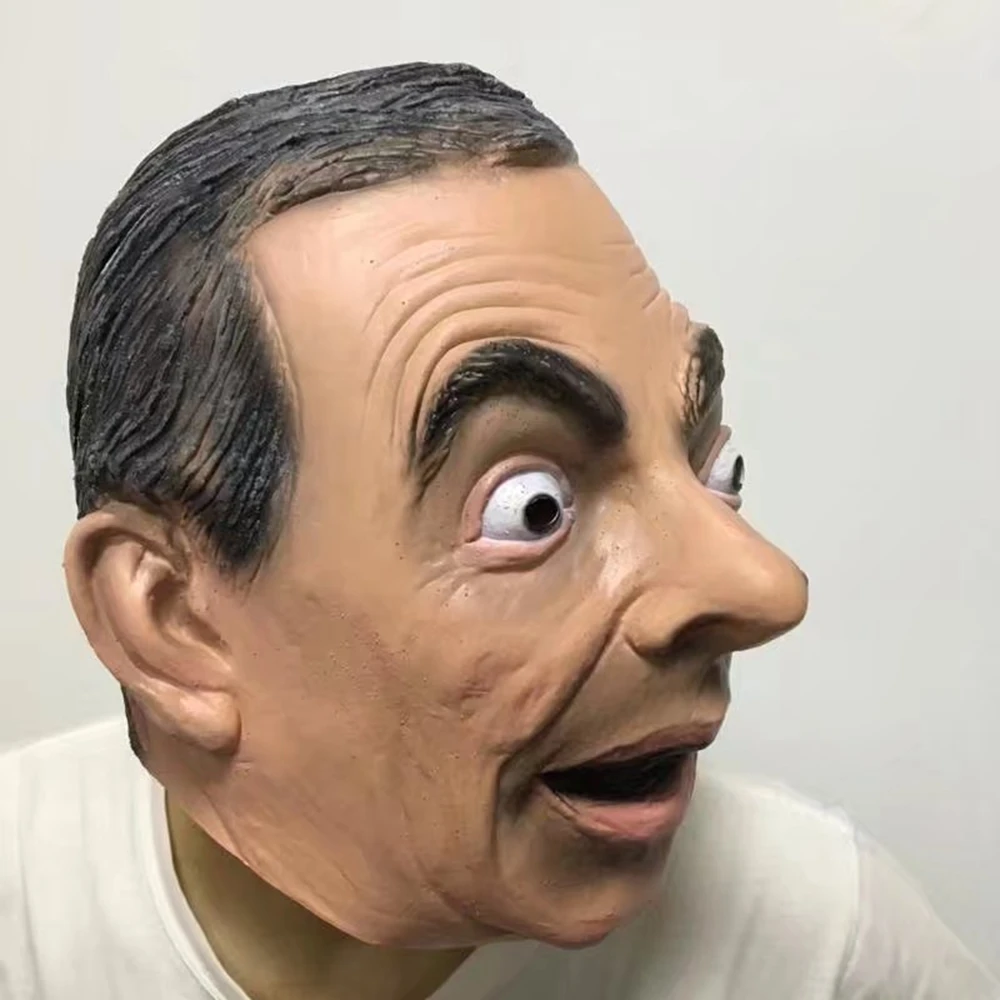 Halloween Realistic Mr Bean Latex Mask Full Head Human Mask Adult Face Mask for Halloween Easter Party