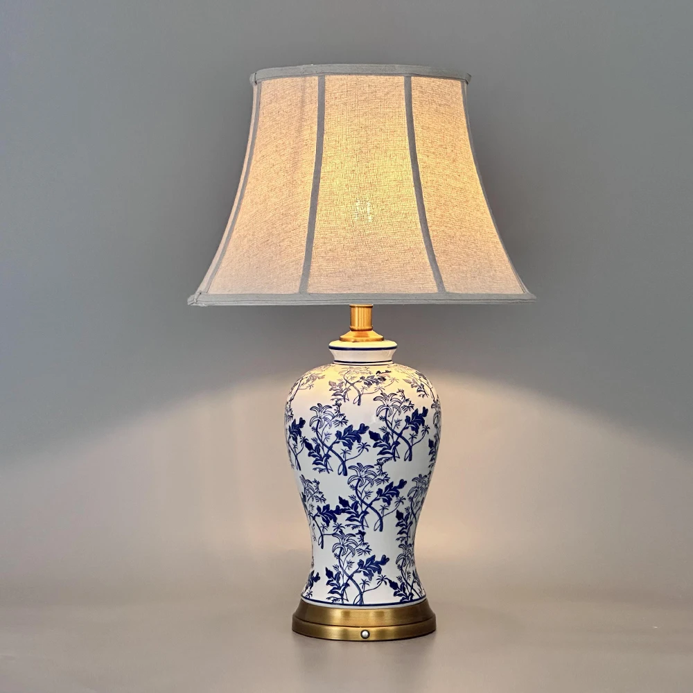 Ceramic Artistic Rechargeable Table Lamp For Living Creative Lights Replaceable lampshade Fabrics Table Lamps