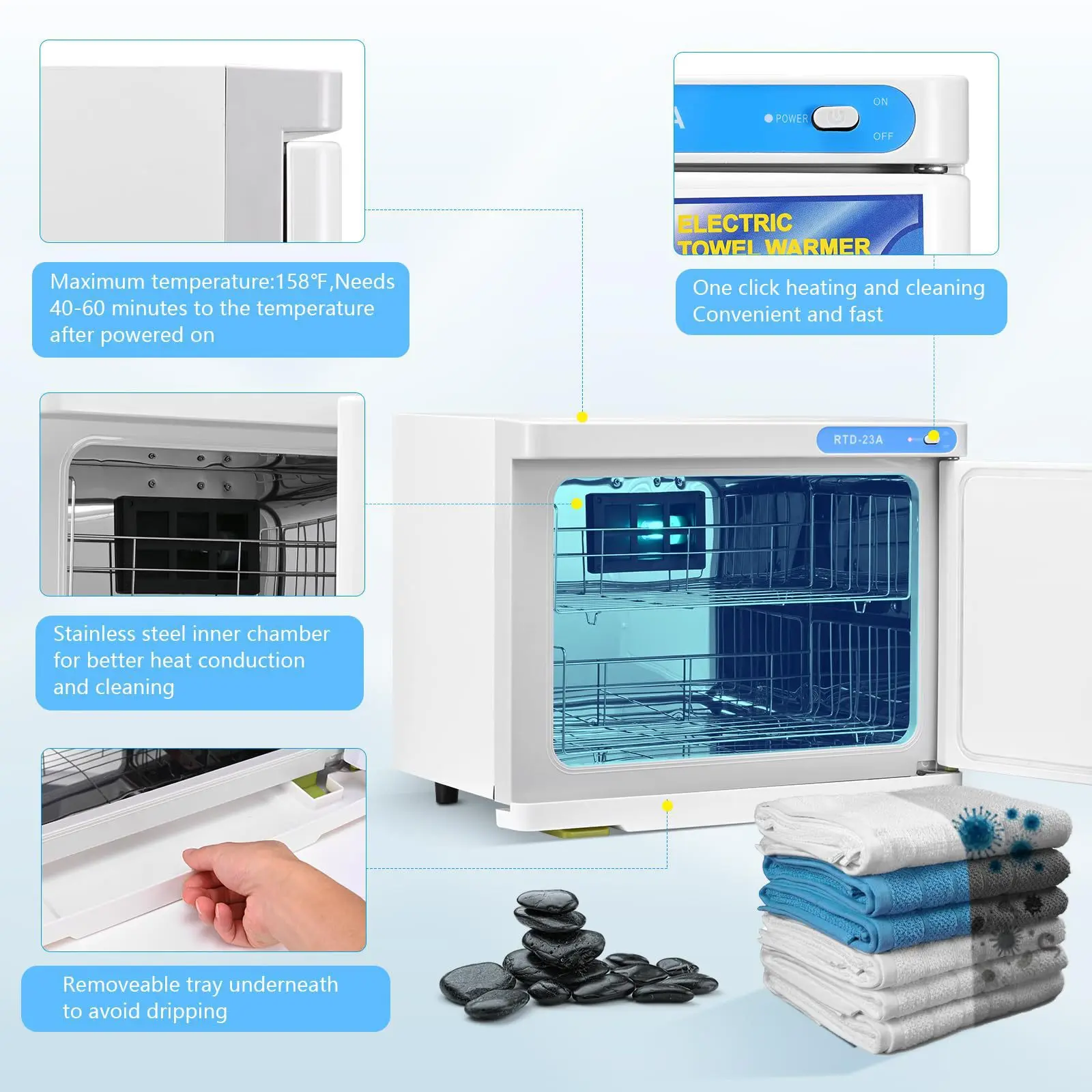 Professional 23L Disinfection Cabinet Electric Hot Towel Heater Dryer for Spa Salon Towel Warmer Sterilizer