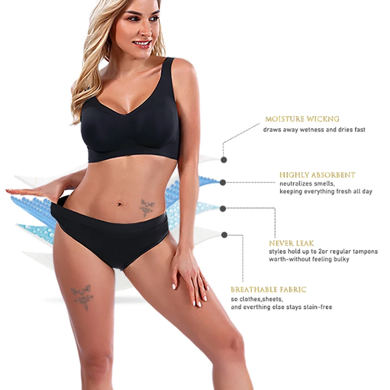 Absorbent Period Panties Heavy Flow Menstrual Leak Proof Underwear for Teen Girls,Women menstrual panties