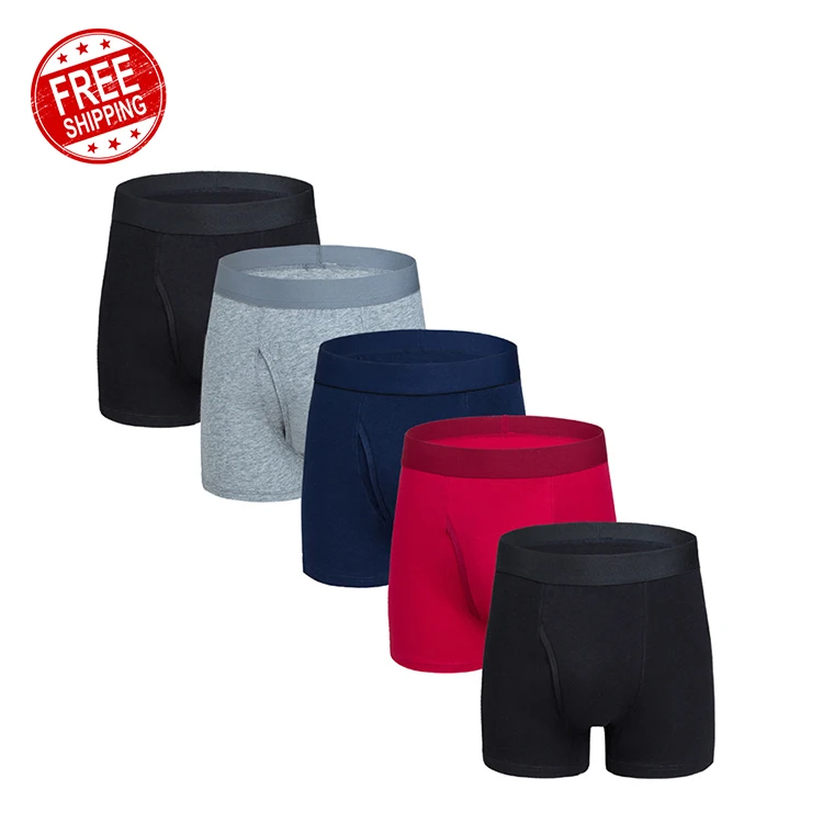 Оптовая продажа, мужские трусы-боксеры на заказ, однотонные мужские хлопковые трусы