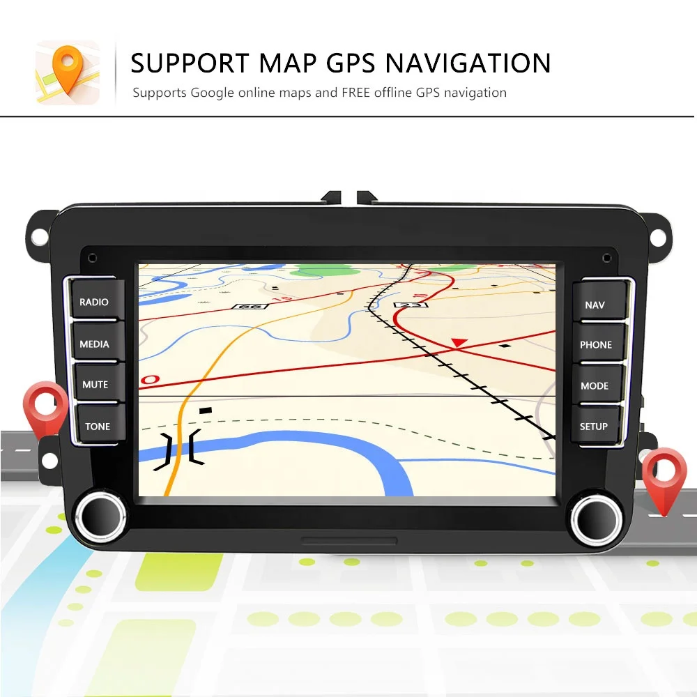 (EU/AU/RU Stock) Podofo 7 '2 + 64 ГБ Android автомагнитола GPS-навигация Wi-Fi BT FM RDS для VW/Skoda/Seat/Passat/Golf 5 6