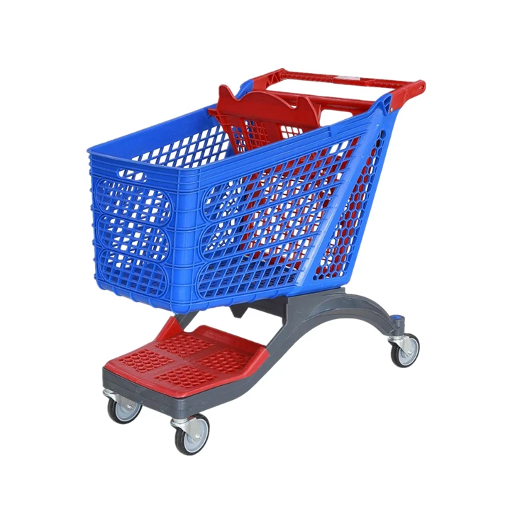 Cheap 210L All Plastic Enhanced Shopping Cart Grocery Store Steel Trolley Supermarket Shopping Carts