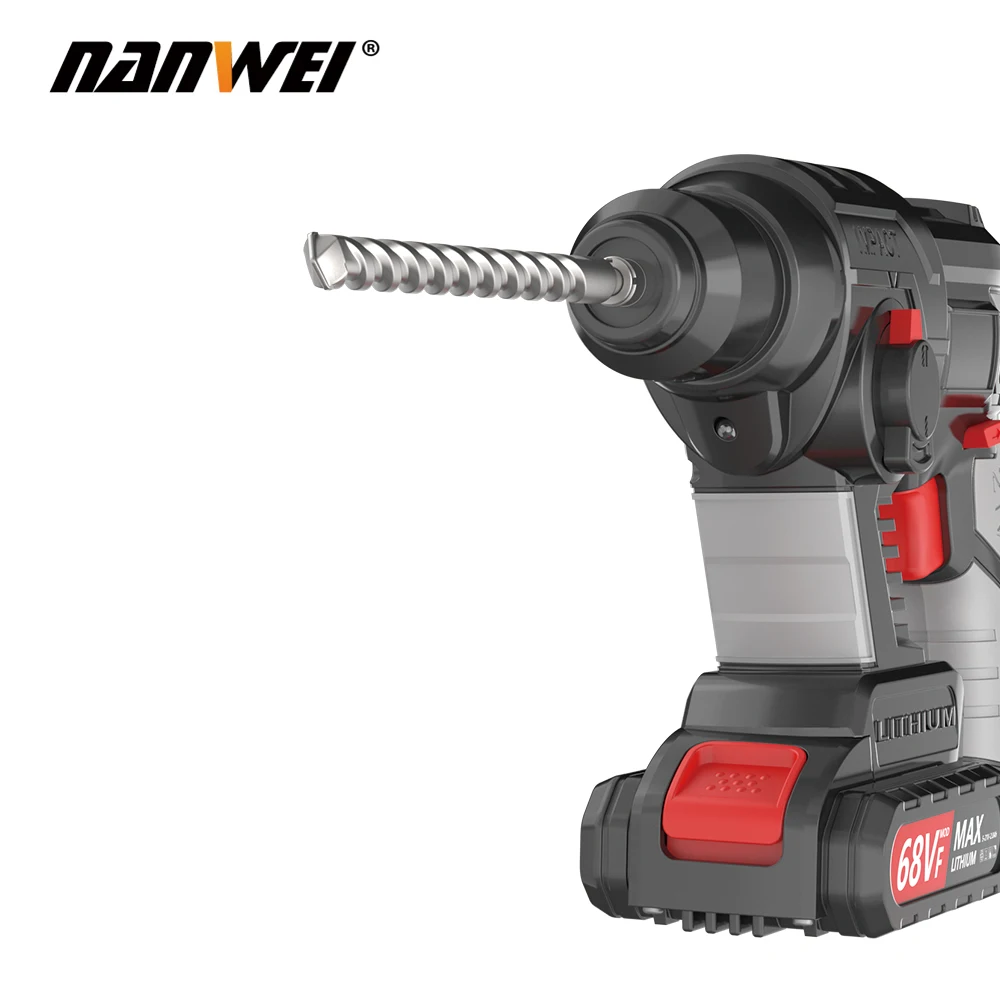 NANWEI Industrial Cordless Impact Hammer 1100r/min 21V 7.5AH ElectricPower Brushless hammerFor drill steel wood concrete lithium