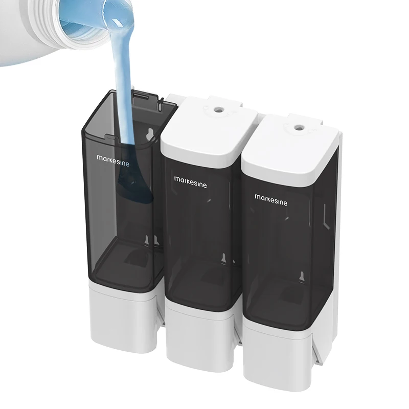 Bathroom Wall mounted Triple 320ML Conditioner Shampoo dispenser hotel Plastic  3 Shower Gel laundry soap dispenser