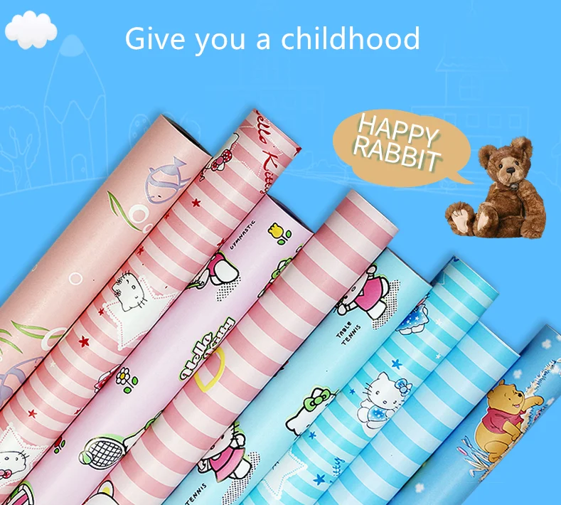 Cartoon hello kitty doraemon wall paper rolls for children room kids wallpaper