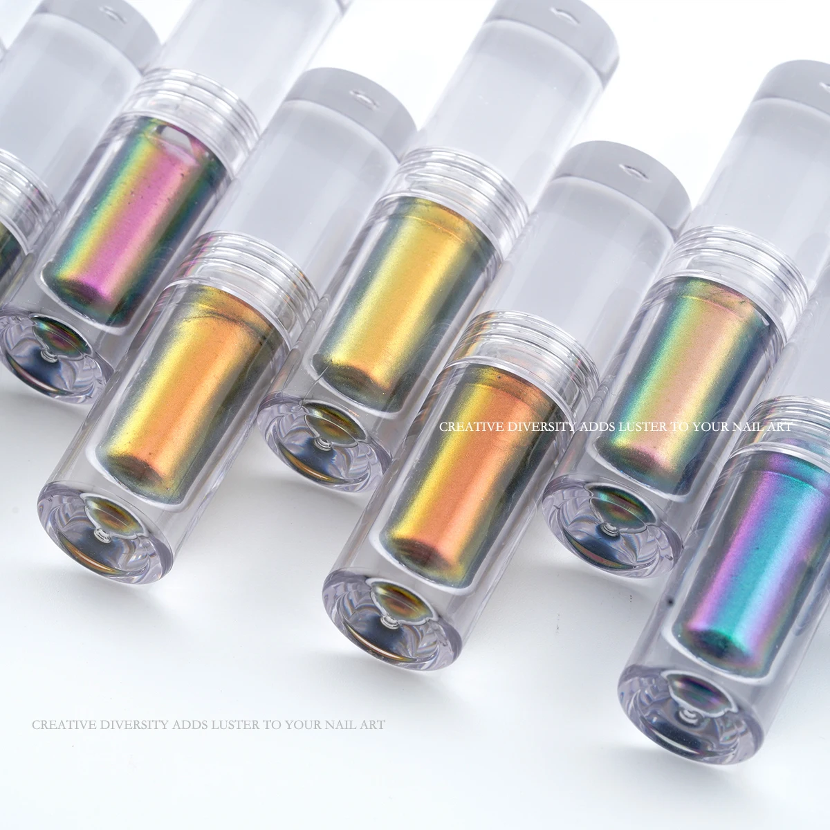 New hot selling nail art liquid magic mirror powder mirror powder round tube 9 colors Chrome Powder Nail Art